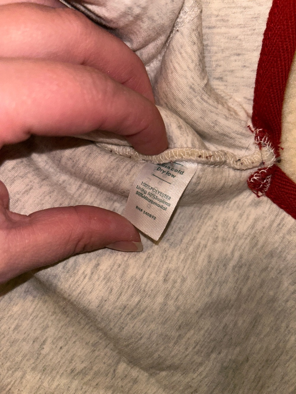 Marine Layer Corbet Cream Sherpa Teddy 1/4 Zip Sweater Jacket Red Orange Trim S - Picture 9 of 9